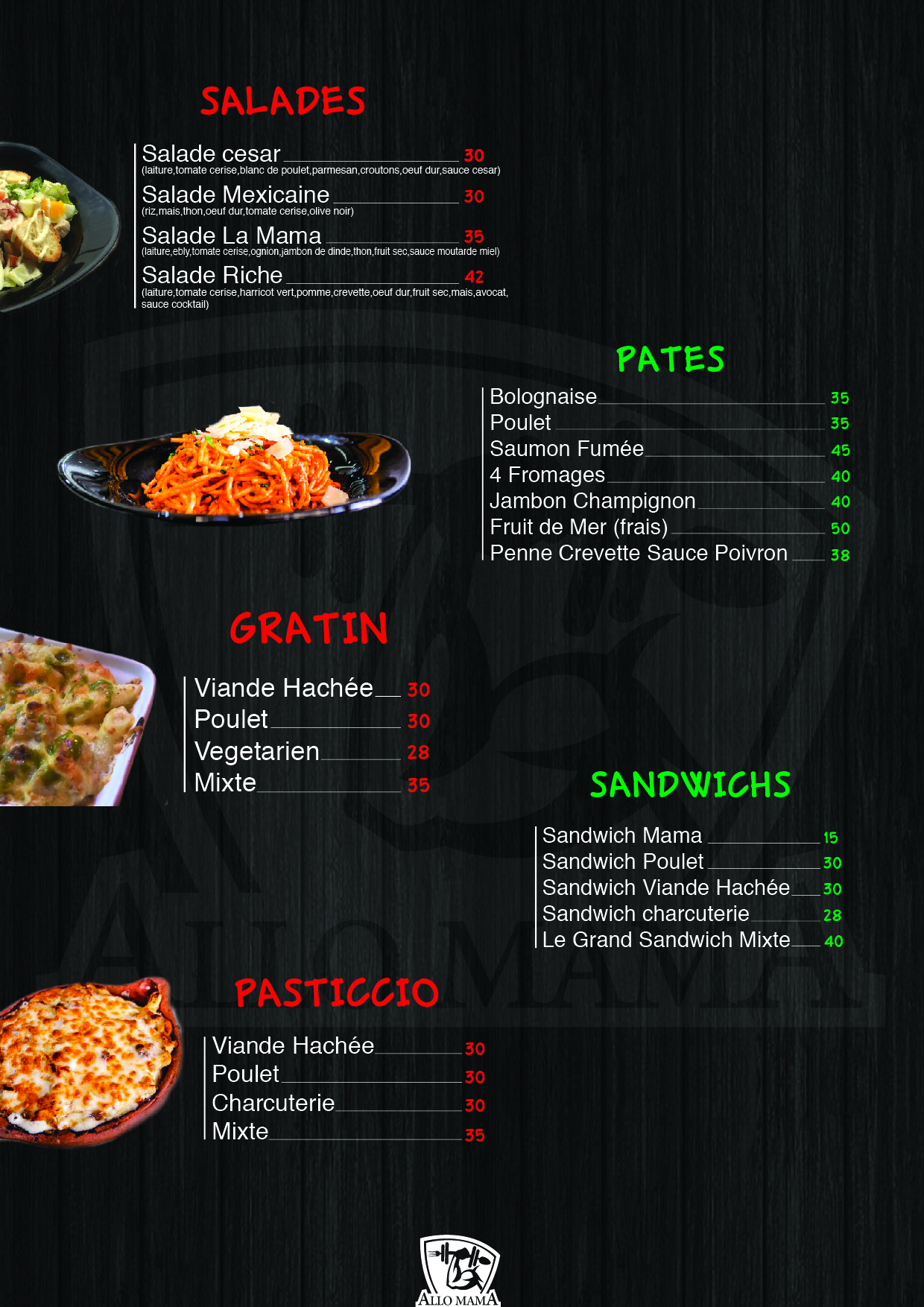 Allo Mama Menu I